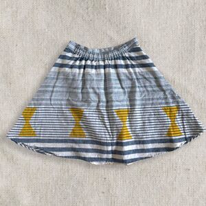 Anthropologie Plenty Mini Skirt XS Blue White Stripe Yellow Detail